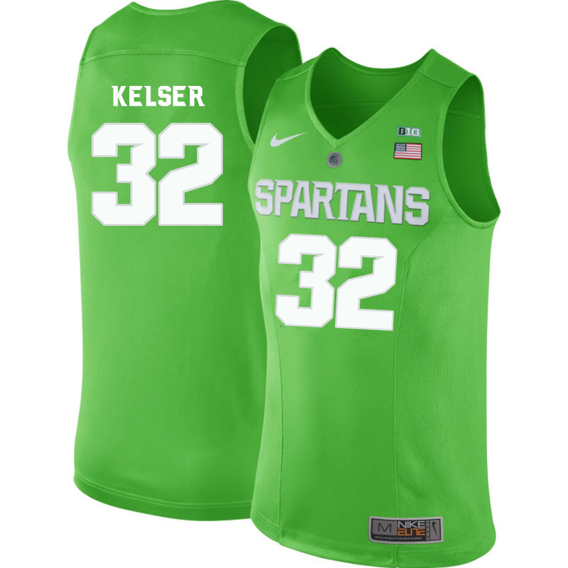 Men #32 Greg Kelser Michigan State Spartans College Basketball Jerseys-Apple Green